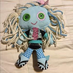 Monster High Blue Doll with Green Eyes and Pink Bow
